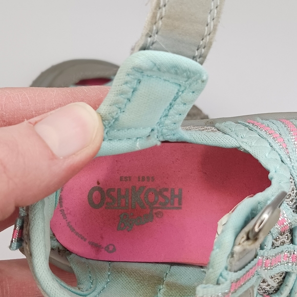 Oshkosh Jax 3 Girls Blue & Pink Hook And Loop Water/Hiking Sandals Toddler Sz 5 - Picture 9 of 10